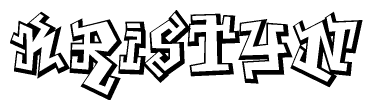 The clipart image depicts the word Kristyn in a style reminiscent of graffiti. The letters are drawn in a bold, block-like script with sharp angles and a three-dimensional appearance.