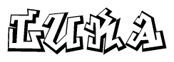 The clipart image depicts the word Luka in a style reminiscent of graffiti. The letters are drawn in a bold, block-like script with sharp angles and a three-dimensional appearance.