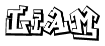 The clipart image depicts the word Liam in a style reminiscent of graffiti. The letters are drawn in a bold, block-like script with sharp angles and a three-dimensional appearance.