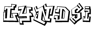 The clipart image features a stylized text in a graffiti font that reads Lyndsi.