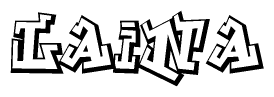 The clipart image depicts the word Laina in a style reminiscent of graffiti. The letters are drawn in a bold, block-like script with sharp angles and a three-dimensional appearance.