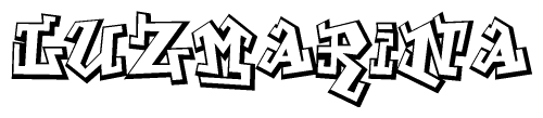 The clipart image depicts the word Luzmarina in a style reminiscent of graffiti. The letters are drawn in a bold, block-like script with sharp angles and a three-dimensional appearance.
