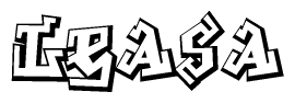 The clipart image depicts the word Leasa in a style reminiscent of graffiti. The letters are drawn in a bold, block-like script with sharp angles and a three-dimensional appearance.