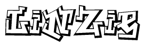 The clipart image depicts the word Linzie in a style reminiscent of graffiti. The letters are drawn in a bold, block-like script with sharp angles and a three-dimensional appearance.