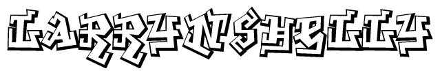 The clipart image depicts the word Larrynshelly in a style reminiscent of graffiti. The letters are drawn in a bold, block-like script with sharp angles and a three-dimensional appearance.