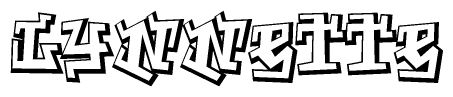 The clipart image depicts the word Lynnette in a style reminiscent of graffiti. The letters are drawn in a bold, block-like script with sharp angles and a three-dimensional appearance.