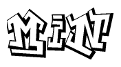 The clipart image depicts the word Min in a style reminiscent of graffiti. The letters are drawn in a bold, block-like script with sharp angles and a three-dimensional appearance.