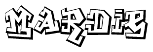 The clipart image depicts the word Mardie in a style reminiscent of graffiti. The letters are drawn in a bold, block-like script with sharp angles and a three-dimensional appearance.