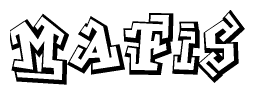 The clipart image depicts the word Mafis in a style reminiscent of graffiti. The letters are drawn in a bold, block-like script with sharp angles and a three-dimensional appearance.