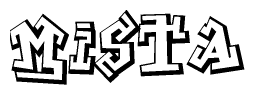 The clipart image depicts the word Mista in a style reminiscent of graffiti. The letters are drawn in a bold, block-like script with sharp angles and a three-dimensional appearance.