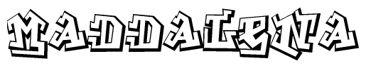 The clipart image depicts the word Maddalena in a style reminiscent of graffiti. The letters are drawn in a bold, block-like script with sharp angles and a three-dimensional appearance.