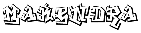 The image is a stylized representation of the letters Makendra designed to mimic the look of graffiti text. The letters are bold and have a three-dimensional appearance, with emphasis on angles and shadowing effects.