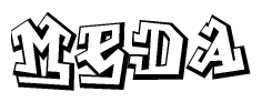 The clipart image features a stylized text in a graffiti font that reads Meda.