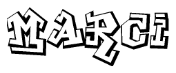 The clipart image features a stylized text in a graffiti font that reads Marci.