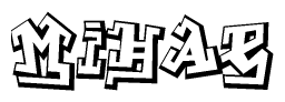 The clipart image depicts the word Mihae in a style reminiscent of graffiti. The letters are drawn in a bold, block-like script with sharp angles and a three-dimensional appearance.