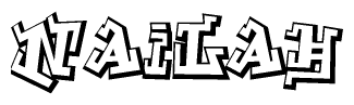 The clipart image features a stylized text in a graffiti font that reads Nailah.