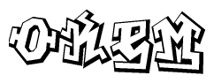 The clipart image features a stylized text in a graffiti font that reads Okem.