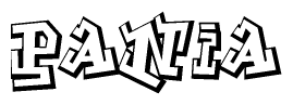 The clipart image depicts the word Pania in a style reminiscent of graffiti. The letters are drawn in a bold, block-like script with sharp angles and a three-dimensional appearance.