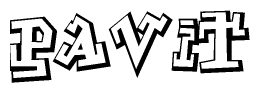 The clipart image depicts the word Pavit in a style reminiscent of graffiti. The letters are drawn in a bold, block-like script with sharp angles and a three-dimensional appearance.