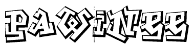 The clipart image depicts the word Pawinee in a style reminiscent of graffiti. The letters are drawn in a bold, block-like script with sharp angles and a three-dimensional appearance.