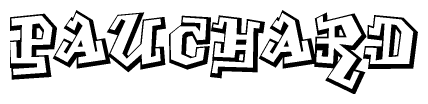 The clipart image depicts the word Pauchard in a style reminiscent of graffiti. The letters are drawn in a bold, block-like script with sharp angles and a three-dimensional appearance.