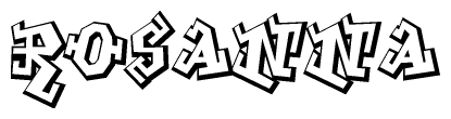 The clipart image depicts the word Rosanna in a style reminiscent of graffiti. The letters are drawn in a bold, block-like script with sharp angles and a three-dimensional appearance.