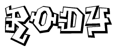 The clipart image features a stylized text in a graffiti font that reads Rody.
