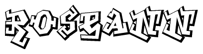 The clipart image features a stylized text in a graffiti font that reads Roseann.