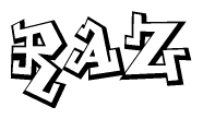 The clipart image features a stylized text in a graffiti font that reads Raz.