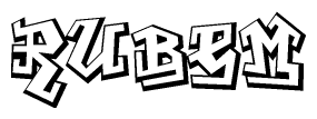 The clipart image depicts the word Rubem in a style reminiscent of graffiti. The letters are drawn in a bold, block-like script with sharp angles and a three-dimensional appearance.