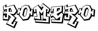 The clipart image features a stylized text in a graffiti font that reads Romero.