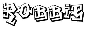The image is a stylized representation of the letters Robbie designed to mimic the look of graffiti text. The letters are bold and have a three-dimensional appearance, with emphasis on angles and shadowing effects.