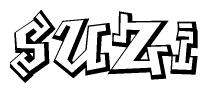 The image is a stylized representation of the letters Suzi designed to mimic the look of graffiti text. The letters are bold and have a three-dimensional appearance, with emphasis on angles and shadowing effects.