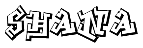The clipart image depicts the word Shana in a style reminiscent of graffiti. The letters are drawn in a bold, block-like script with sharp angles and a three-dimensional appearance.