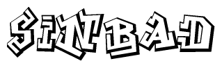 The clipart image features a stylized text in a graffiti font that reads Sinbad.