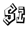 The clipart image depicts the word Si in a style reminiscent of graffiti. The letters are drawn in a bold, block-like script with sharp angles and a three-dimensional appearance.