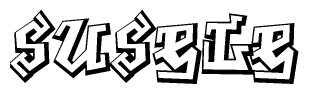 The clipart image depicts the word Susele in a style reminiscent of graffiti. The letters are drawn in a bold, block-like script with sharp angles and a three-dimensional appearance.