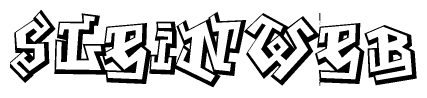 The image is a stylized representation of the letters Sleinweb designed to mimic the look of graffiti text. The letters are bold and have a three-dimensional appearance, with emphasis on angles and shadowing effects.