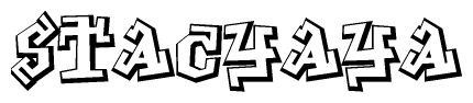 The clipart image depicts the word Stacyaya in a style reminiscent of graffiti. The letters are drawn in a bold, block-like script with sharp angles and a three-dimensional appearance.
