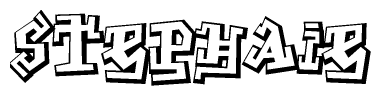 The clipart image depicts the word Stephaie in a style reminiscent of graffiti. The letters are drawn in a bold, block-like script with sharp angles and a three-dimensional appearance.