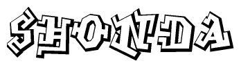 The clipart image depicts the word Shonda in a style reminiscent of graffiti. The letters are drawn in a bold, block-like script with sharp angles and a three-dimensional appearance.