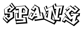 The image is a stylized representation of the letters Spang designed to mimic the look of graffiti text. The letters are bold and have a three-dimensional appearance, with emphasis on angles and shadowing effects.
