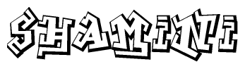 The clipart image features a stylized text in a graffiti font that reads Shamini.