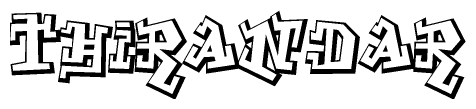 The clipart image depicts the word Thirandar in a style reminiscent of graffiti. The letters are drawn in a bold, block-like script with sharp angles and a three-dimensional appearance.