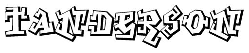 The clipart image depicts the word Tanderson in a style reminiscent of graffiti. The letters are drawn in a bold, block-like script with sharp angles and a three-dimensional appearance.
