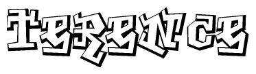 The clipart image depicts the word Terence in a style reminiscent of graffiti. The letters are drawn in a bold, block-like script with sharp angles and a three-dimensional appearance.