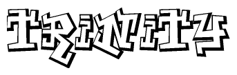 The clipart image depicts the word Trinity in a style reminiscent of graffiti. The letters are drawn in a bold, block-like script with sharp angles and a three-dimensional appearance.