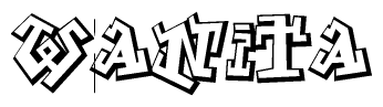 The clipart image features a stylized text in a graffiti font that reads Wanita.