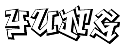 The clipart image depicts the word Yung in a style reminiscent of graffiti. The letters are drawn in a bold, block-like script with sharp angles and a three-dimensional appearance.