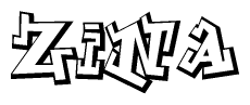 The image is a stylized representation of the letters Zina designed to mimic the look of graffiti text. The letters are bold and have a three-dimensional appearance, with emphasis on angles and shadowing effects.